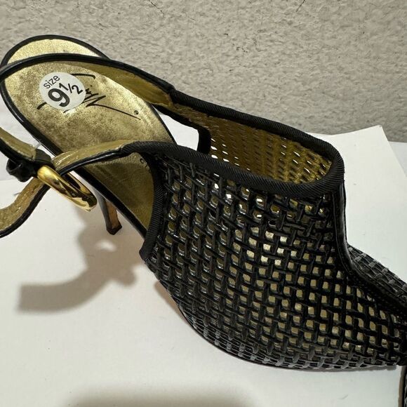 Giuseppe Zanotti  Slingback Pumps  shoe black heels open toe perforated - Picture 3 of 10